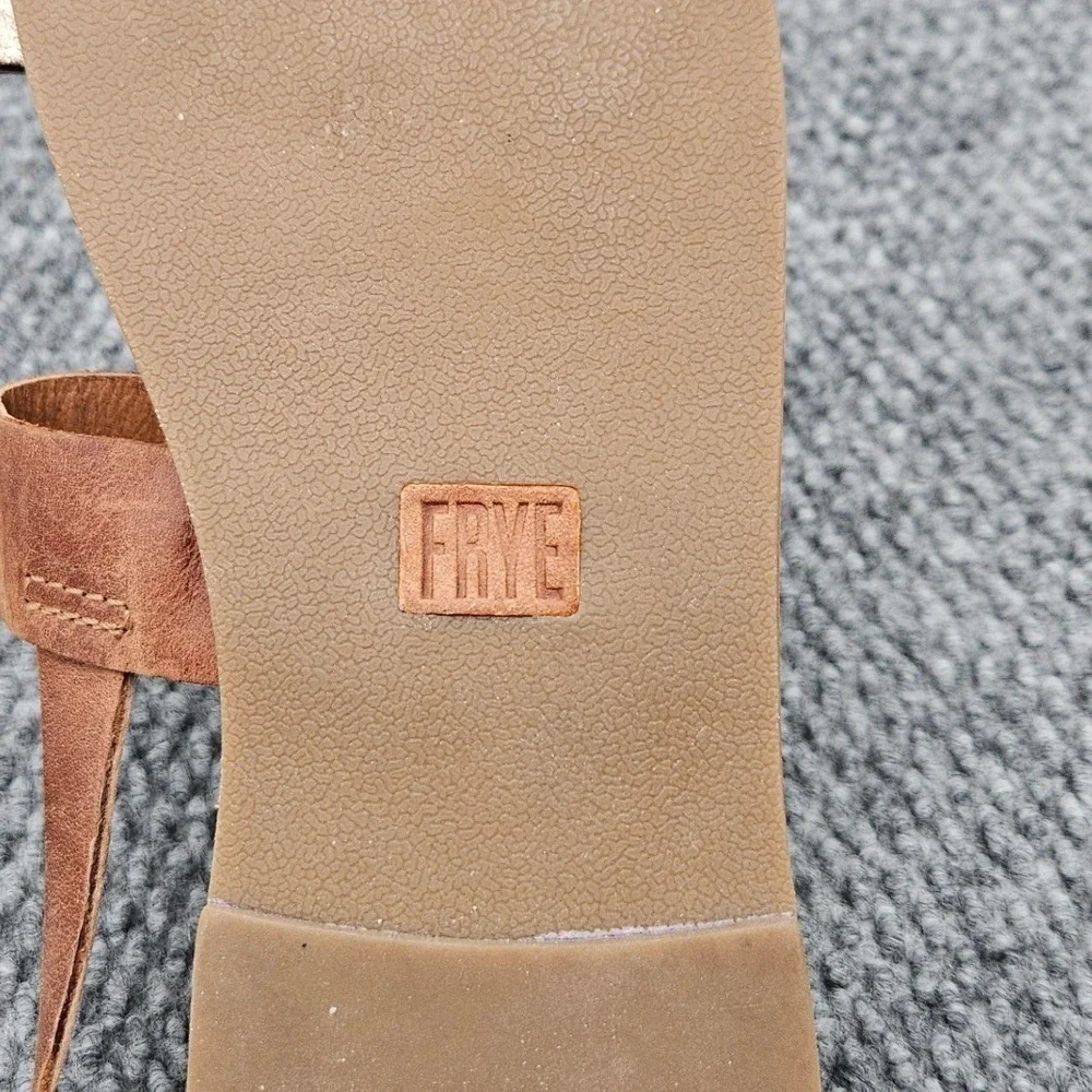 Frye Alley 2 (Women's 9) Brown Metallic Gold Leather Slingback Flat Sandals Boho